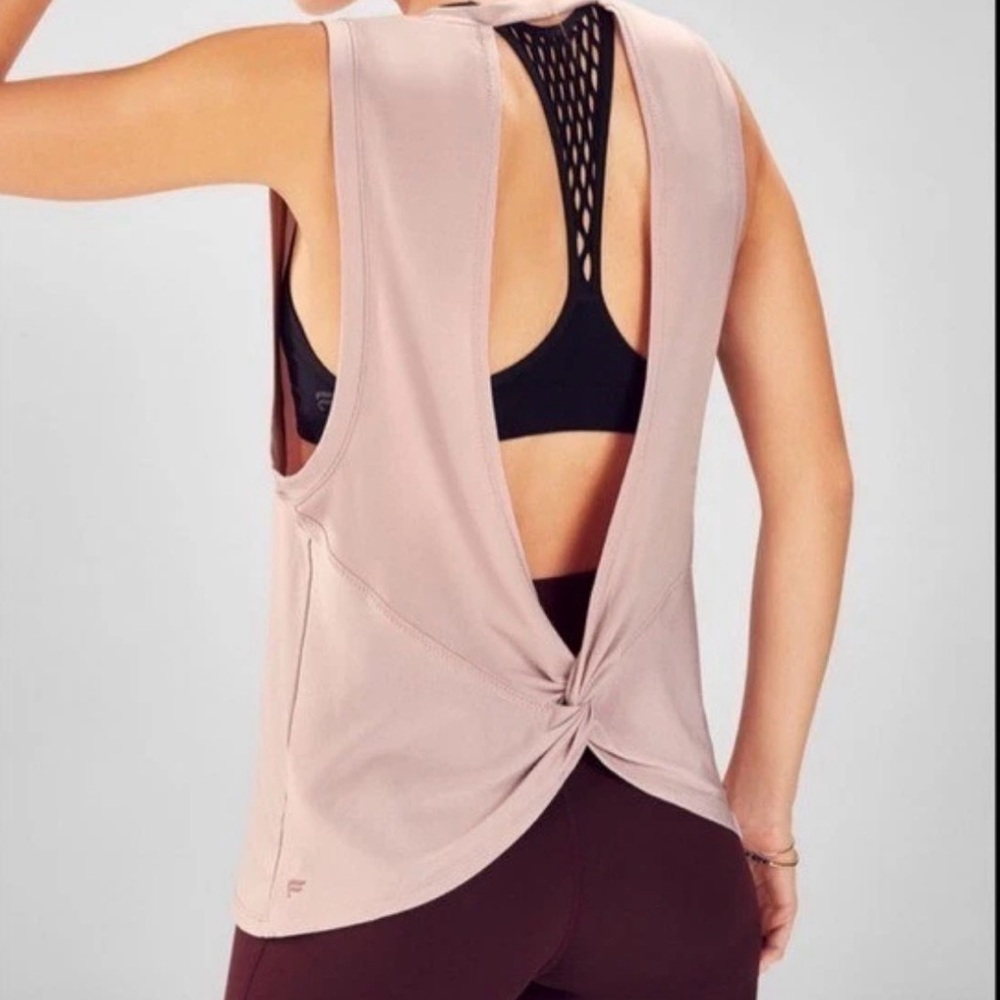 NWT Fabletics Lacey Open Back Women’s Tank light pink size M knit loose fit
